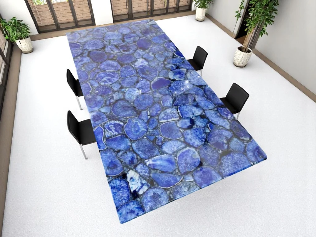Blue Agate Breakfast Dining Table Top 
